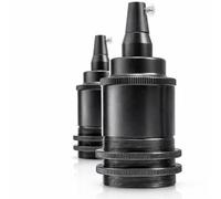 E27 Vintage Lamp Holder Solid Antique Brass Bulb Socket, Edison Screw E27 Wall Ceiling Light Fitting Adapter, Industrial Retro Satin Black,240V Secure Screw Mount