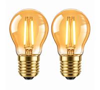 E27 Vintage LED Bulb 2W, G45 Edison Screw Bulb, 2200K Warm Amber, 2 Pack | 2W LED Filament Equivalent 20W, Retro Amber Glass, Non-Dimmable, 220-240V, Decorative Light Bulbs for Home, Antique Style