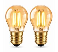 E27 Vintage LED Bulb 4W, G45 Edison Screw Bulb, 2200K Warm Amber, 2 Pack | 4W LED Filament Equivalent 40W, Retro Amber Glass, Non-Dimmable, 220-240V, Decorative Light Bulbs for Home, Antique Style