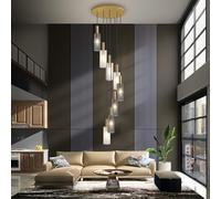 E27 Walkway Staircase Light Pendant Light Industrial Black Cage Lampshade Adjustable Height Hanging Lamp Decoration Living Room Villa Kitchen Island Restaurant Ceiling Light(8, One Color