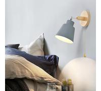 E27 Wall Light Wood Indoor Wall Lamp with Pull Chain Switch Wall Sconce 350° Rotate Wall Lighting Vintage Decorative for Bedroom Living Room Farmhouse (Yellow) (Green)