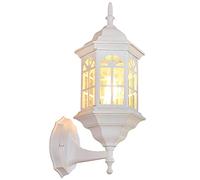 E27 Waterproof Outdoor Wall Lights - IP23 European Style LED Lantern Sconce for Patio, Aisle & Balcony - Clear Glass Shade, Simple Design, Perfect for Garden Lighting (White)