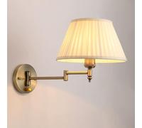 E27 Wrought Iron Metal Wall Sconce Set of Swing Arm Wall Lamp with Beige Fabric Shade Wall Light Fixtures for Hallway Bedroom Living Room Bedside Lights