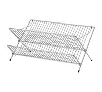 E2B Chrome Plated Stainless Steel Dish Drainer Folding Rack, Large, Size: 48x29x23cm, Silver