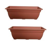 e2e Set of 2 Plastic Plant Flower Herb Bell Planter Pot Box Container (50x22cm Rectangle Terracotta)