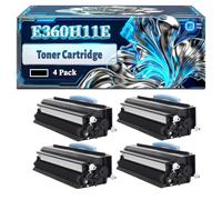 E360H11E Toner Cartridge Compatible for Lexmark E360 E360d E360dn E460 E460dn E460dw E462dtn X463de Printers, With Chip Large Capacity 9000 Pages (4 Pack Black)