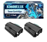 E360H11E Toner Cartridge Compatible for Lexmark E360 E360d E360dn E460 E460dn E460dw E462dtn X463de Printers, With Chip Large Capacity 9000 Pages (2-Pack Black)