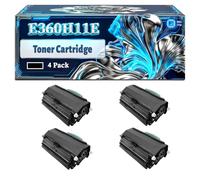 E360H11E Toner Cartridge Compatible for Lexmark E360 E360d E360dn E460 E460dn E460dw E462dtn X463de Printers, With Chip Large Capacity 9000 Pages (4 Pack Black)