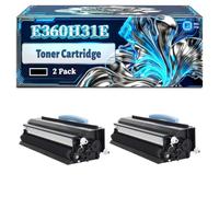 E360H31E Toner Cartridge Compatible for Lexmark E360 E360d E360dn E460dn E460dw E462dtn Printers, With Chip Large Capacity 9000 Pages (2-Pack Black)