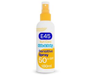 E45 Kids and Baby Sunscreen SPF50+ Spray for Face With Avocado Oil - UVA and UVB Protection- Dermatologically Tested and Fragrance-Free - Suitable For