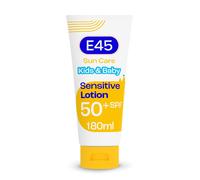 E45 Kids & Baby Sun Lotion for Sensitive Skin SPF 50+. Face & Body Gentle Sun Cream with UVA & UVB Protection with Avocado Oil. For Dry Sensitive Skin