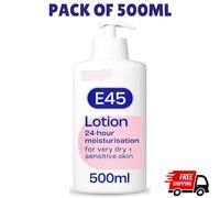 E45 Moisturising Lotion 500ml - Dry & Sensitive Skin - Long Lasting Hydration UK