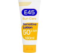 E45 Sun Body Lotion for Sensitive Skin. Hydrating Sun Cream with very high UVA and UVB protection and SPF 50+. For Dry Skin, Sensitive Skin and Eczema Prone Skin - 180 ml