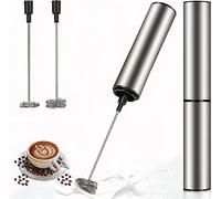 E4Y Easy4You Milk Frother - Portable, High-performance Mini Blender with 2 Speeds, USB Rechargeable, Silver, Stainless Steel