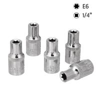 (E5 1/4") 5PCS Socket Wrench Kit 1/4 Inch Drive Auto Repair Sleeve Set E4-E8 E-type Post Socket