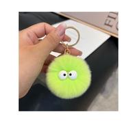 (E5 Plush Big White Eyes-Fresh Green) Cartoon plush glasses boy small coal balls creative car keychain student backpack pendant couple small gift