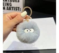 (E5 Plush Big White Eyes-Light Gray) Cartoon plush glasses boy small coal balls creative car keychain student backpack pendant couple small gift