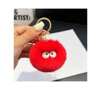 (E5 Plush Big White Eyes-Red) Cartoon plush glasses boy small coal balls creative car keychain student backpack pendant couple small gift