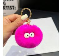 (E5 Plush Big White Eyes-Rose Red) Cartoon plush glasses boy small coal balls creative car keychain student backpack pendant couple small gift