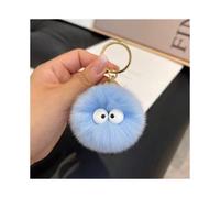 (E5 Plush Big White Eyes-Sky Blue) Cartoon plush glasses boy small coal balls creative car keychain student backpack pendant couple small gift