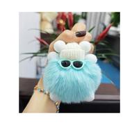 (E5 Plush Imitation Wool Briquettes-Fresh Blue) Cartoon plush glasses boy small coal balls creative car keychain student backpack pendant couple small gift