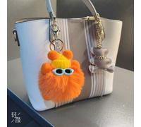 (E5 Plush Imitation Wool Briquettes-Orange) Cartoon plush glasses boy small coal balls creative car keychain student backpack pendant couple small gift