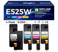 E525W Toner Cartridge Set 4-Pack High Yield Replacement for Dell 593-BBJX 593-BBJU 593-BBJV 593-BBJW Toner Compatible with Dell E525W Color Laser All-in-One Printer Ink E525 Black Cyan Magenta Yellow