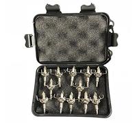 e5e10 Judo Arrow Head Broadheads 100 Grain Paw Points 4mm Screw for Hunting Tip + 1 pcs Black Broadhead Case Plastic Portable Case for Arrowheads (12pcs)