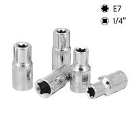 (E6 1/4") 5PCS Socket Wrench Kit 1/4 Inch Drive Auto Repair Sleeve Set E4-E8 E-type Post Socket