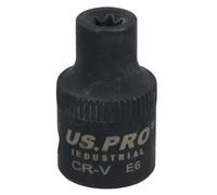 E6 Female Impacted Impact Torx Star E Socket 3/8in Drive Shallow