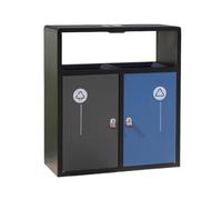 E7v2T9k6 Garden Double Box Trash Can Street Metal Waste Bin