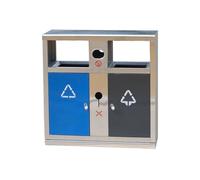 E7v2T9k6 Garden Outdoor Street Metal Trash Bin Double Box Garbage Can