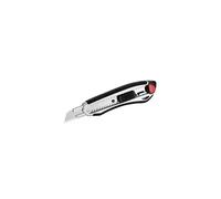 E84025 00 18 mm Aluminium Alloy Snap Off Blade Knife with Ergonomic Soft Grip Handle Black