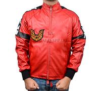 EA Emerald Apparel Burt Reynolds Smokey And The Bandit Out PU & Faux Synthetic Red Leather Jacket, Red, XX-L