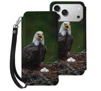 Ea-gle Nests Phone Case Compatible with iPhone 17 Pro Max | Unisex Leather Wallet Thin Fit Cellphone Protective Cover