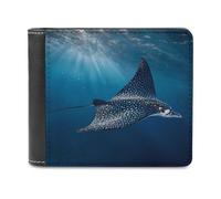 Ea-gle Ray in The Ocean Fashion Trifold Wallet Classic Lightweight Credit Card Leather Wallets for Men