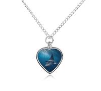 Ea-gle Ray in The Ocean Pet Ashes Necklace Heart Silver Classic Pet Pendant Memorials Funerary for Dog Cat Lover