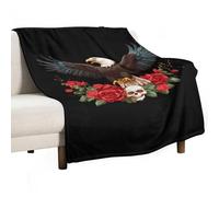Ea-gle Skull Roses Lightweight Throw Blanket for Bed Couch Soft Flannel Blankets Large Warm Plush Throws 30"x50"