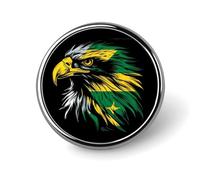 Ea-gle with Jamaican Flag Round Brooch Pin Button Lapel Tie Badge Hat Clothes Accessories for Men Women