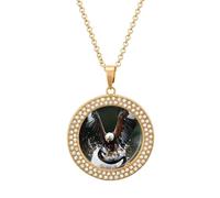 Ea-gles And Snake Fashion Women's Diamond Necklace Shiny Round Pendant Jewelry Romantic Gifts