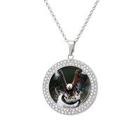Ea-gles And Snake Fashion Women's Diamond Necklace Shiny Round Pendant Jewelry Romantic Gifts