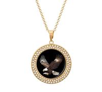 Ea-gles Catching A Fish Women's Necklaces Round Long Alloy Pendant Necklace Minimalist Tiny Jewelry Gift Golden-style