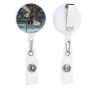 Ea-gles Catching Fish Cute Badge Holder Retractable Clip ID Card Name Tag Badge Reels for Work