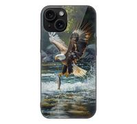 Ea-gles Catching Fish Glass Phone Case Suitable for iPhone 15 Series