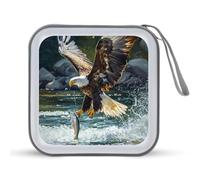 Ea-gles Catching Fish Trendy CD Case Hard Plastic Portable DVD Storage Binder Wallet for Car Home Office