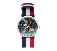 Ea-gles Catching Fish Trendy Wrist Watches for Unisex Classic Casual Braided Strap Quartz Watch