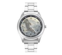 Ea-gles Cute Flying Mountain Men's Wrist Watches Stainless Steel Strap Minimalist Business Quartz Watch for Daily Wear