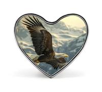 Ea-gles Cute Flying Mountain Novelty Brooches & Pins Heart Personalised Metal Lapel Badge With Butterfly Clutch Clasp