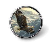Ea-gles Cute Flying Mountain Novelty Brooches & Pins Round Personalised Metal Lapel Badge With Butterfly Clutch Clasp