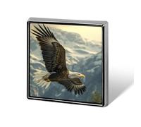 Ea-gles Cute Flying Mountain Novelty Brooches & Pins Square Personalised Metal Lapel Badge with Butterfly Clutch Clasp